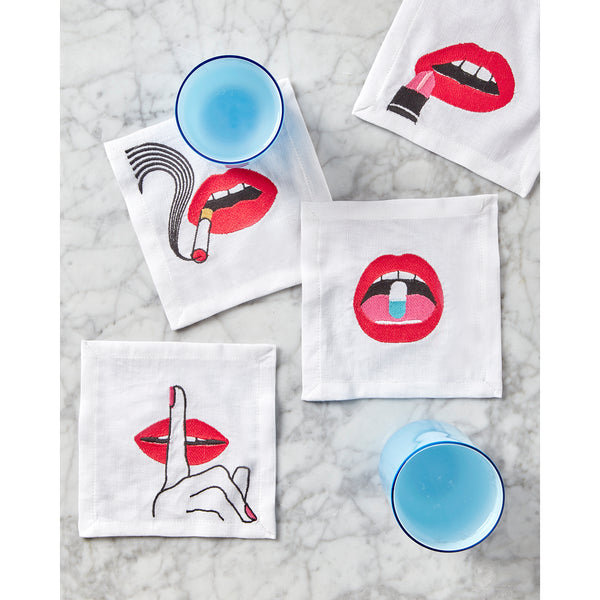 Jonathan Adler Lips Cocktail Napkins