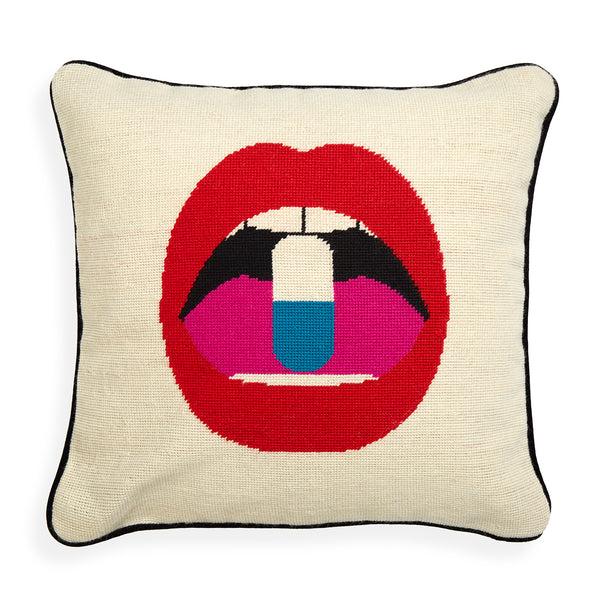 jonathan adler Lips Full Dose Needlepoint Pillow