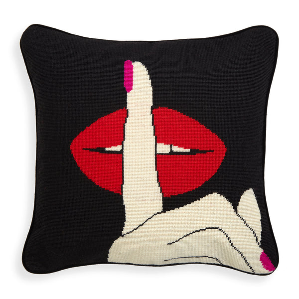 jonathan adler Lips Hush Needlepoint Throw Pillow
