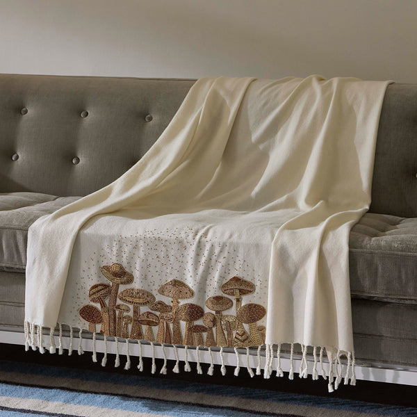 Jonathan Adler Mushrooms Embellished Throw