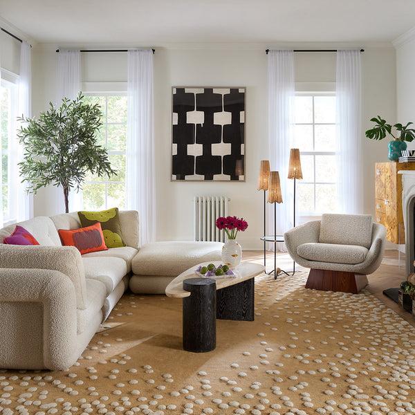 Jonathan Adler Oeuf Travertine Cocktail Table