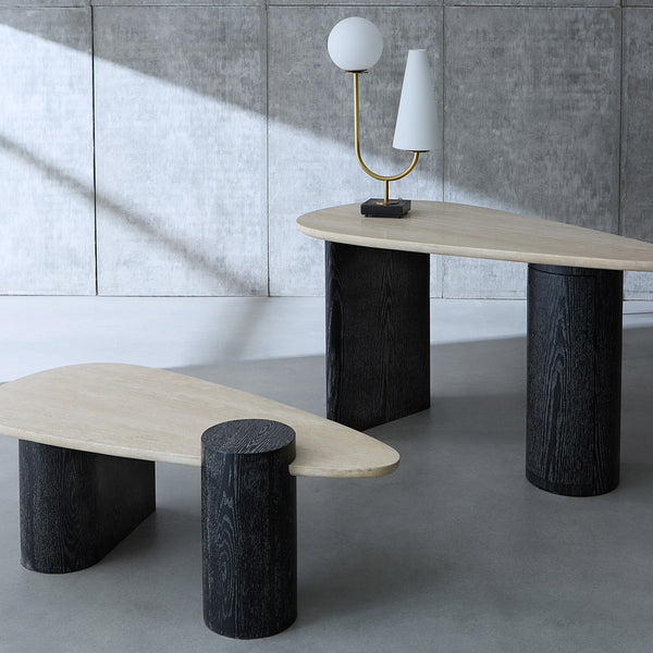 Jonathan Adler Oeuf Travertine Cocktail Table