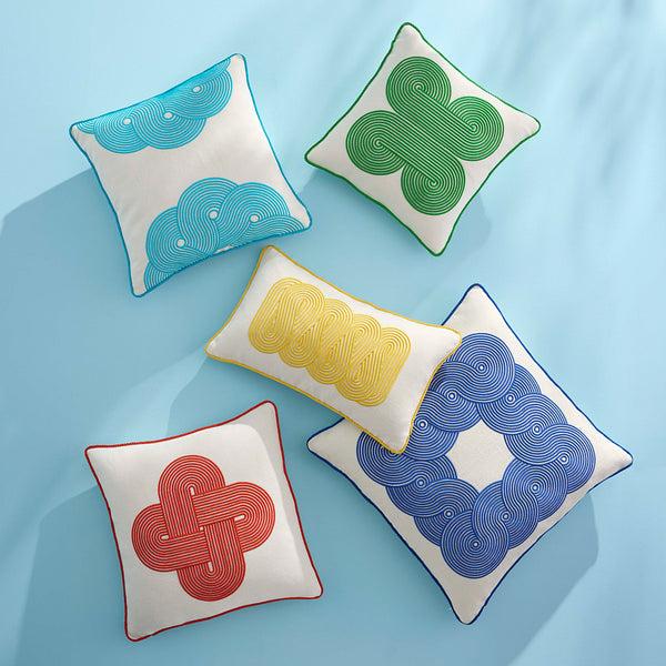 Jonathan Adler Pompidou Aqua Half Circles Pillow