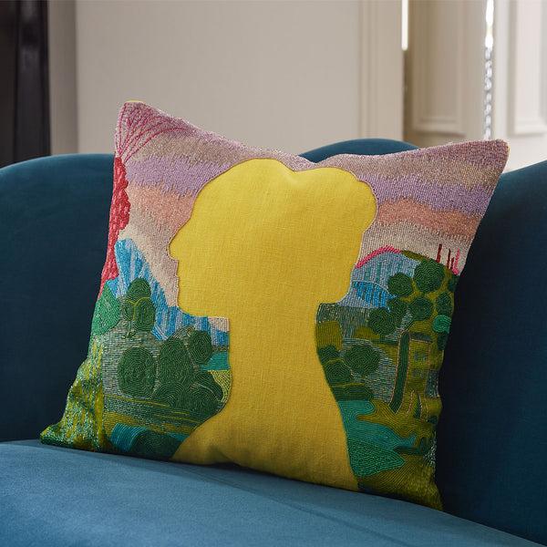 Jonathan Adler Renaissance Landscape Beaded Pillow