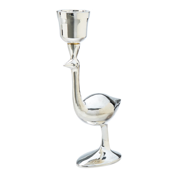 jonathan adler Silver-Plated Ostrich Candle Holder