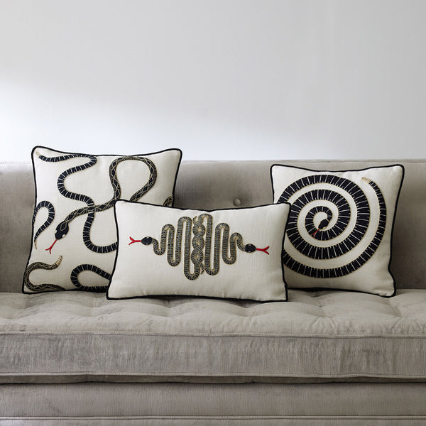 Jonathan Adler Snake Embroidered Pillow
