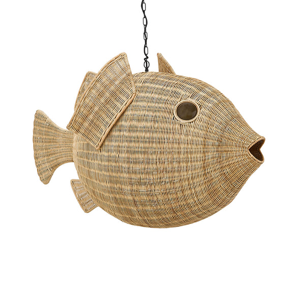 Jonathan Adler Wicker Blowfish Large Pendant