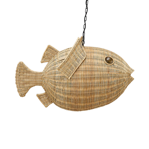 jonathan adler Wicker Blowfish Medium Pendant