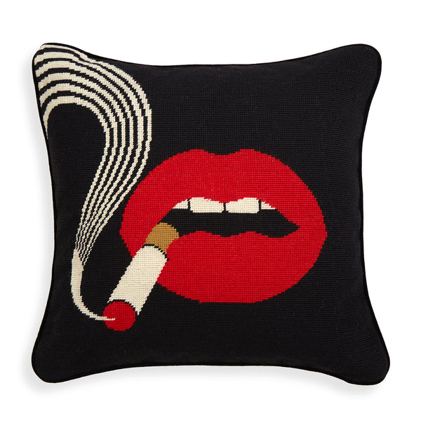 jonathan adler Lips Smolder Needlepoint Throw Pillow