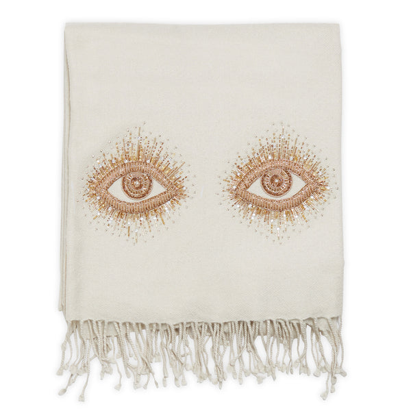 Jonathan Adler Muse Eyes Embellished Throw In White