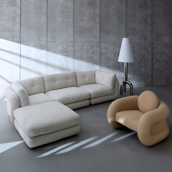 Jonathan Adler Pompidou 120” Modular Four-Piece Sectional With Ottoman