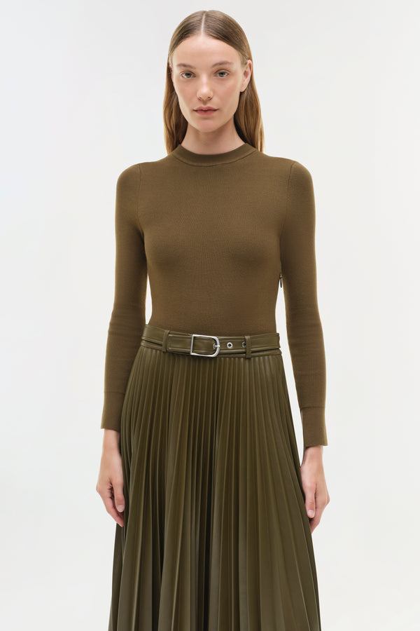 Jonathan Simkhai Abilene Knit Combo Midi Dress ALLIGATOR