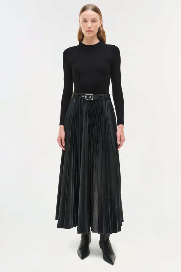 jonathan simkhai Abilene Knit Combo Midi Dress Black