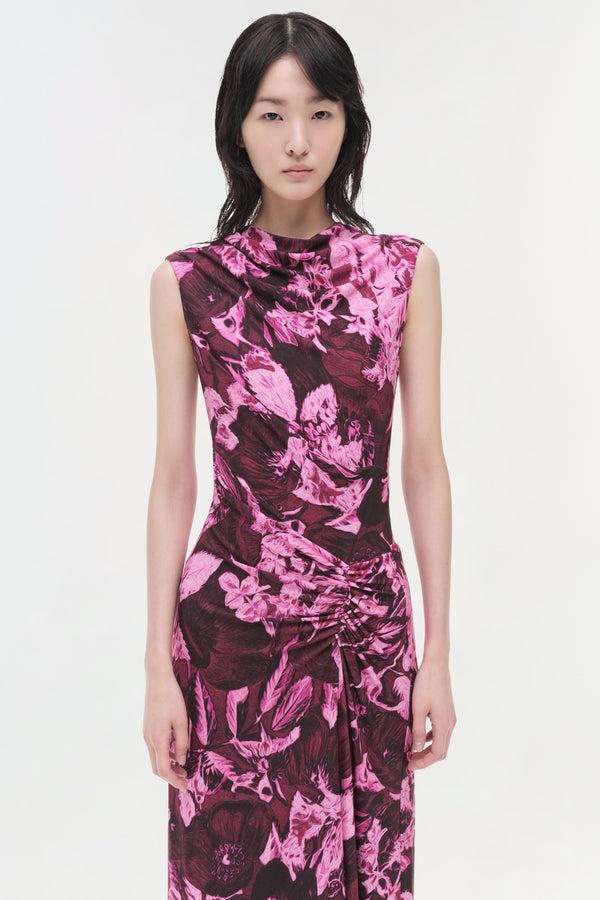 Jonathan Simkhai Acacia Jersey Midi Dress SANGRIA BOTANICAL