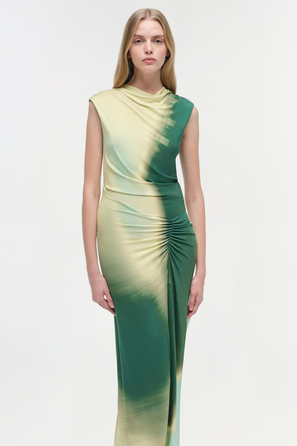 Jonathan Simkhai Acacia Jersey Midi Dress SEA GLASS SUNSET PRINT
