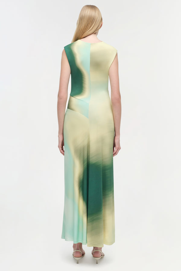 Jonathan Simkhai Acacia Jersey Midi Dress SEA GLASS SUNSET PRINT
