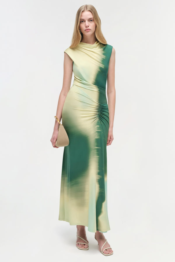 jonathan simkhai Acacia Jersey Midi Dress SEA GLASS SUNSET PRINT