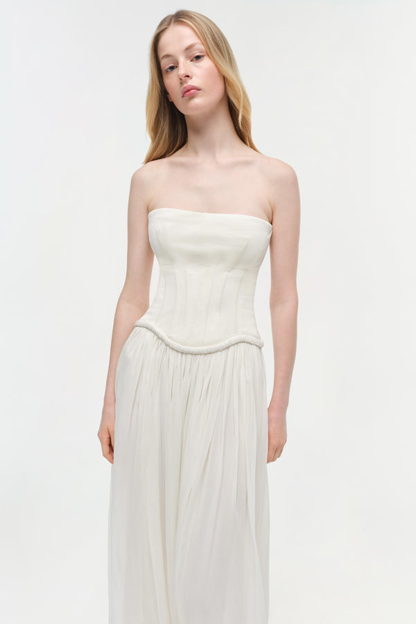 Jonathan Simkhai Adalys Strapless Jersey Dress Ivory