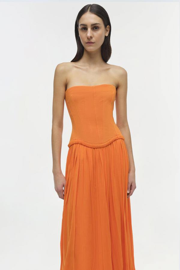 Jonathan Simkhai Adalys Strapless Jersey Dress Tangerine
