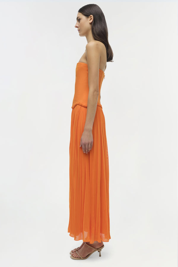 Jonathan Simkhai Adalys Strapless Jersey Dress Tangerine