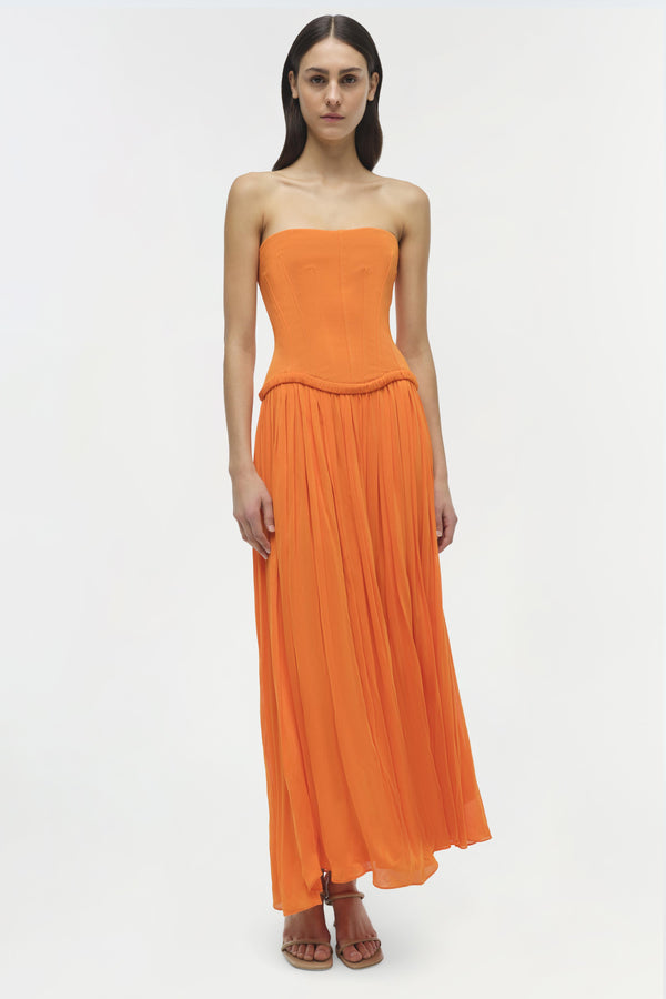 jonathan simkhai Adalys Strapless Jersey Dress Tangerine