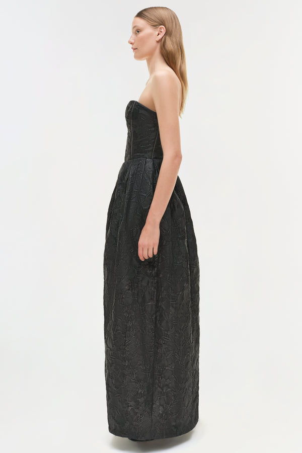 Jonathan Simkhai Adeena Jacquard Bustier Gown Black