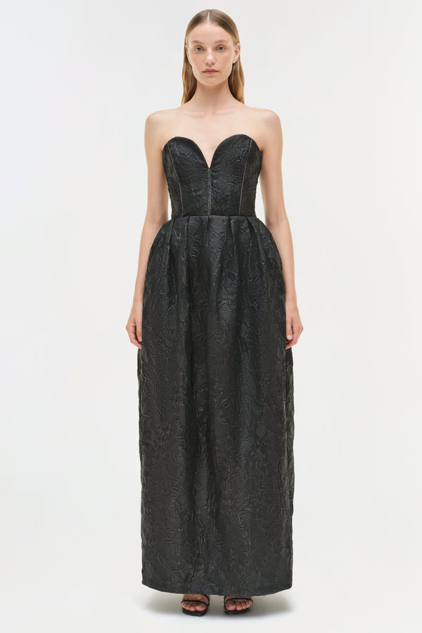jonathan simkhai Adeena Jacquard Bustier Gown Black