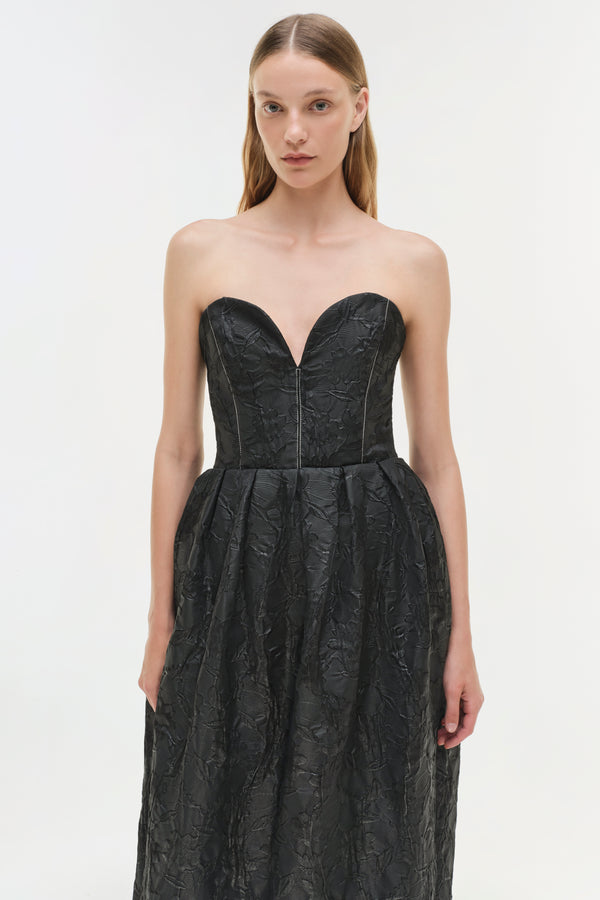 Jonathan Simkhai Adeena Jacquard Bustier Gown Black