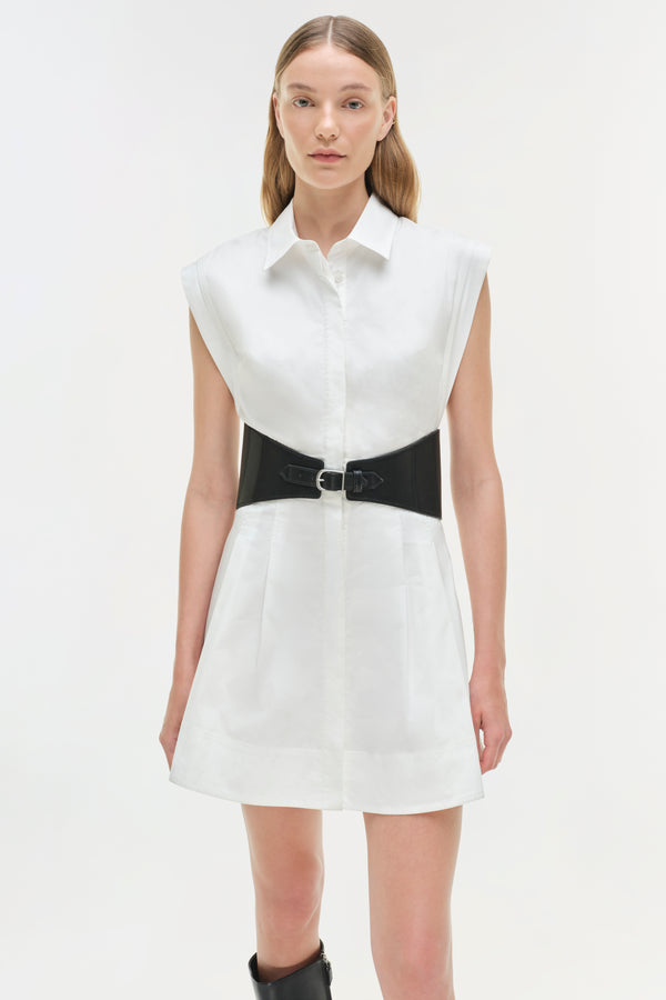 Jonathan Simkhai Adler Belted Cotton Mini Dress WHITE