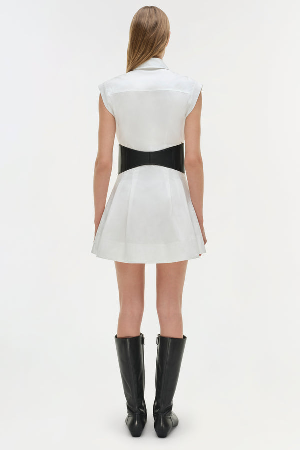 Jonathan Simkhai Adler Belted Cotton Mini Dress WHITE