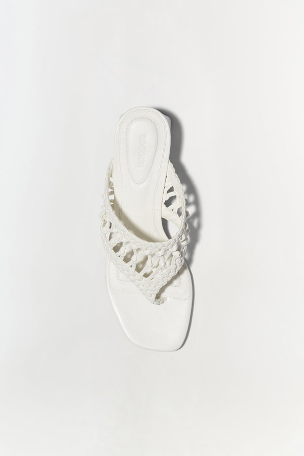 Jonathan Simkhai Alia Woven Block Heel Sandal Ivory