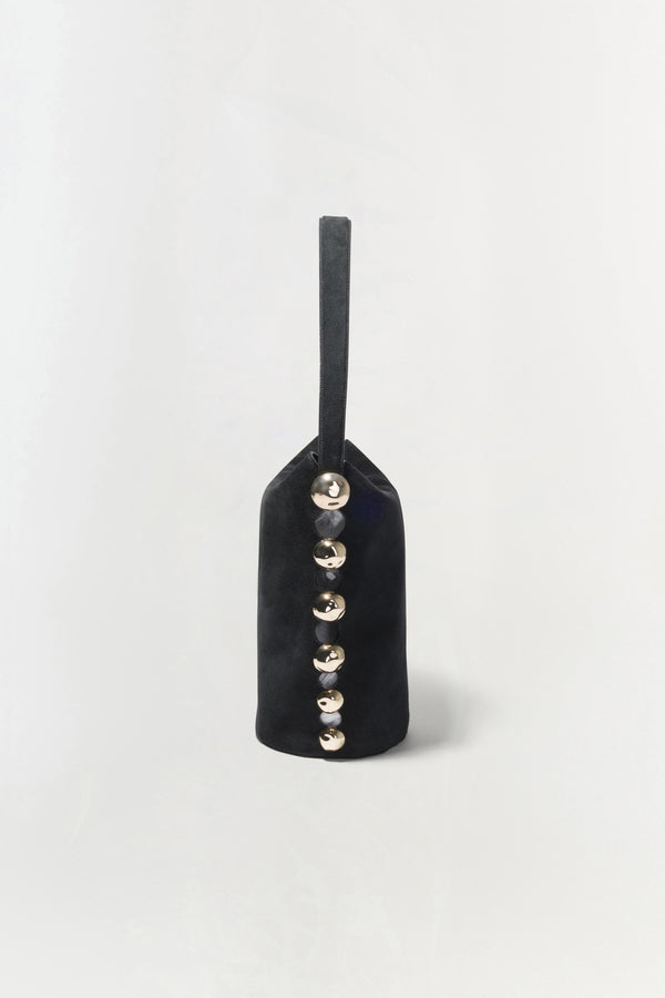 Jonathan Simkhai Amaya Suede Studded Bucket Bag Black