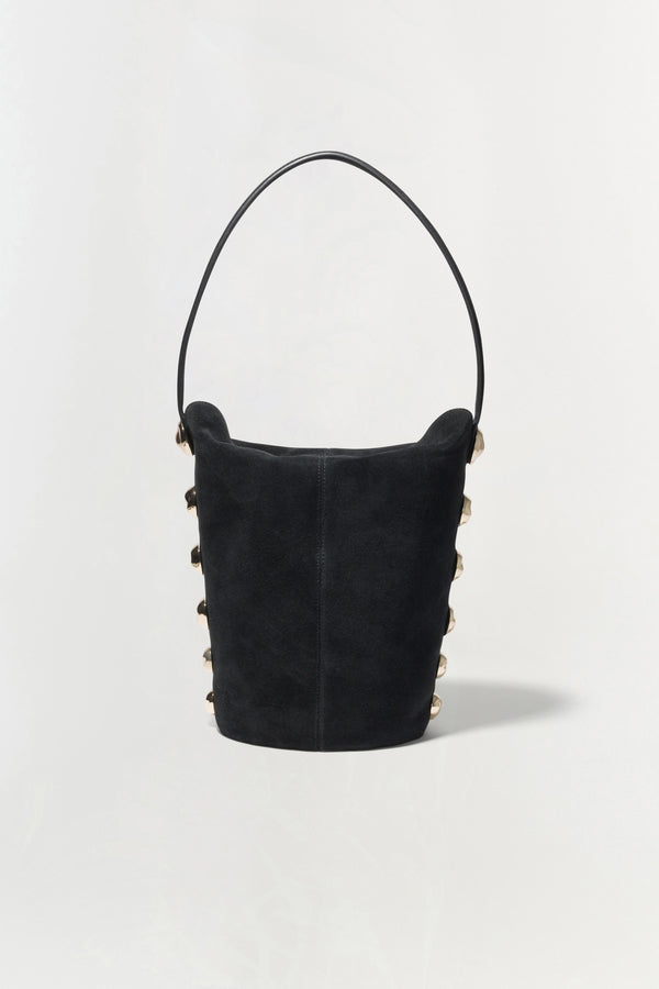 jonathan simkhai Amaya Suede Studded Bucket Bag Black