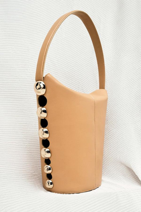 Jonathan Simkhai Amaya Suede Studded Bucket Bag DESERT