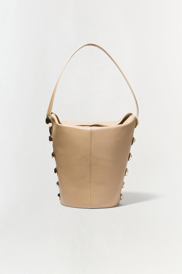 jonathan simkhai Amaya Suede Studded Bucket Bag DESERT