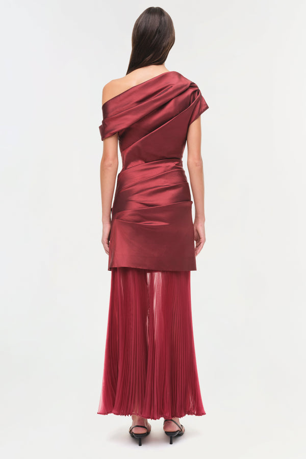 Jonathan Simkhai Ammalie Taffeta Midi Dress Oxblood