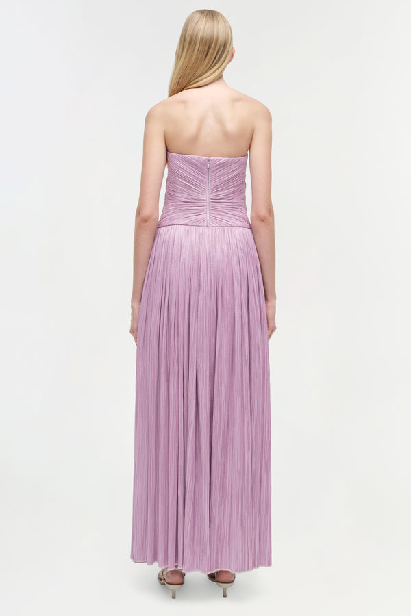 Jonathan Simkhai Aubriella Plisse Strapless Gown ORCHID