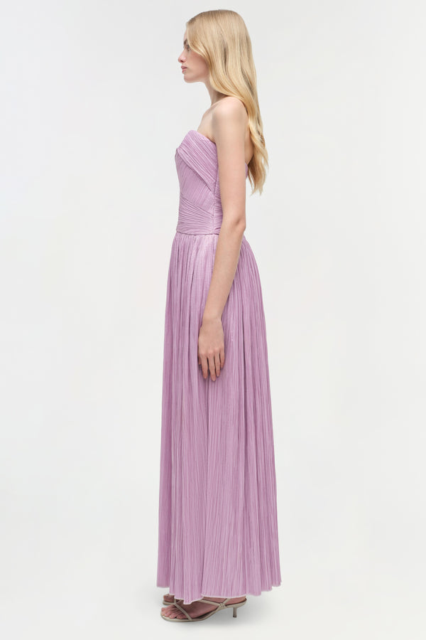 Jonathan Simkhai Aubriella Plisse Strapless Gown ORCHID