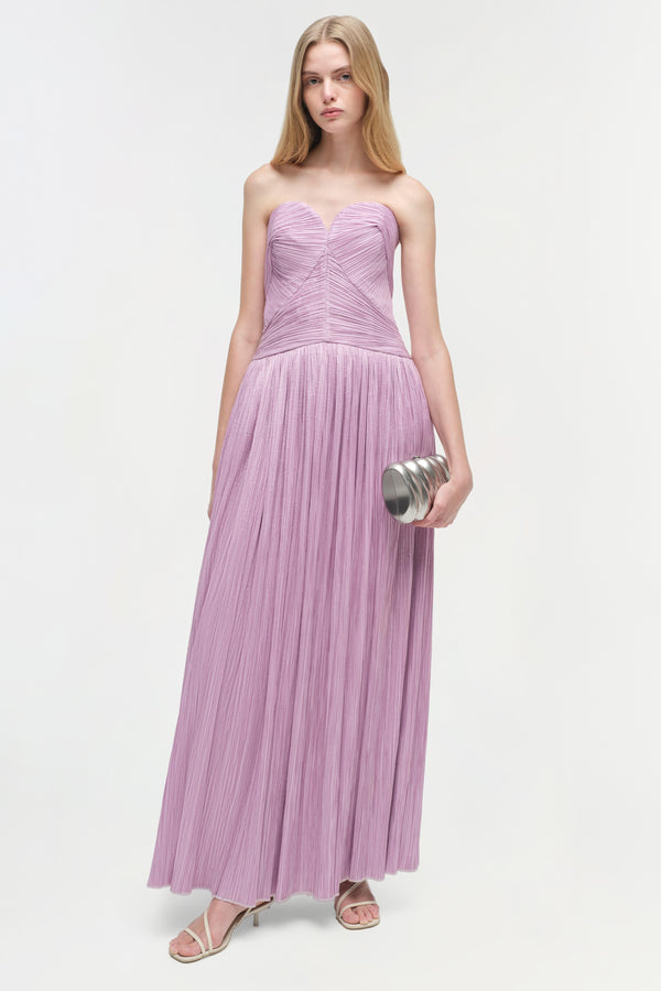jonathan simkhai Aubriella Plisse Strapless Gown ORCHID