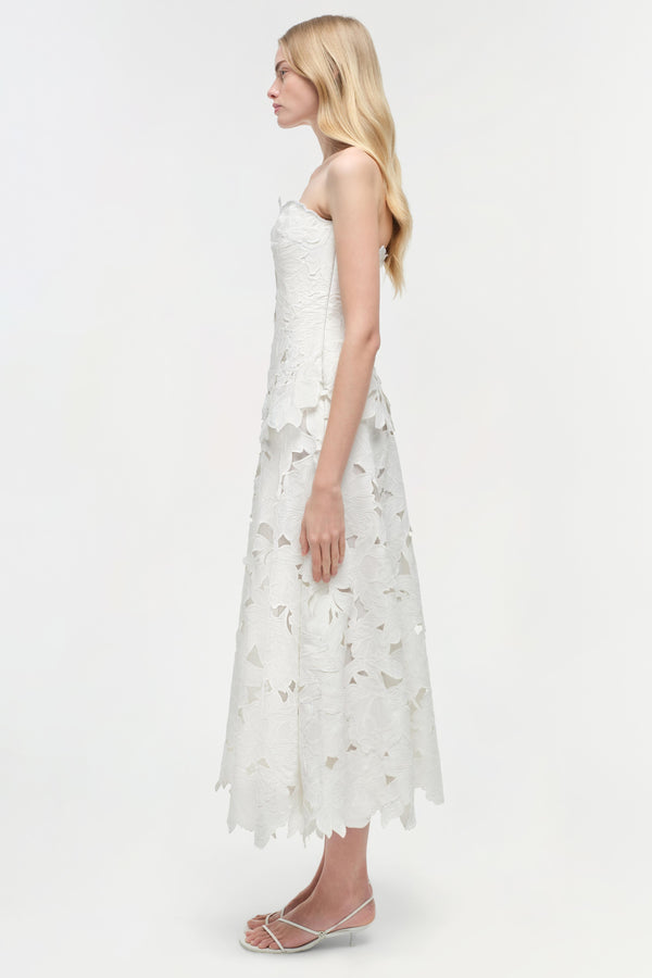 Jonathan Simkhai Audrey Embroidered Midi Dress WHITE