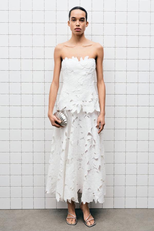 jonathan simkhai Audrey Embroidered Midi Dress WHITE