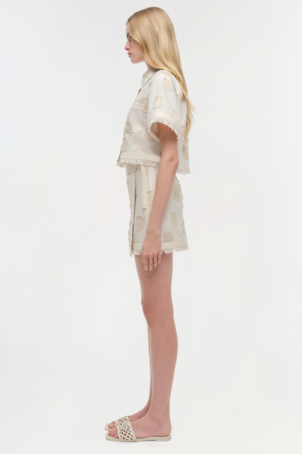 Jonathan Simkhai Bethany Mini Wrap Skirt SAND POLKA DOT