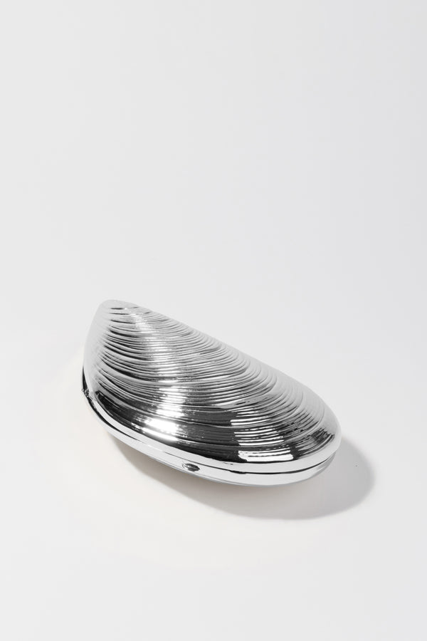 Jonathan Simkhai Bridget Metal Oyster Clutch SILVER