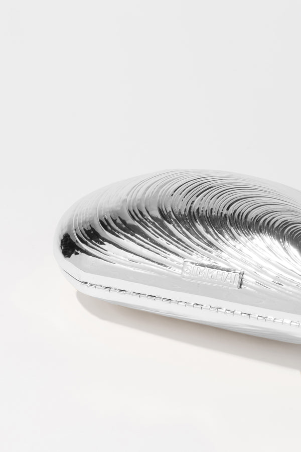 Jonathan Simkhai Bridget Metal Oyster Clutch SILVER