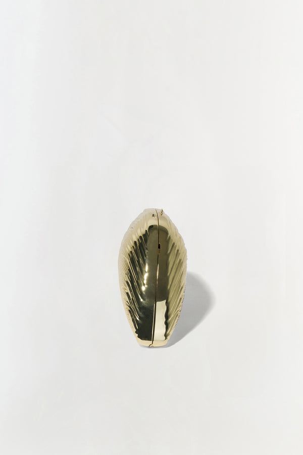 Jonathan Simkhai Bridget Mini Metal Oyster Clutch GOLD