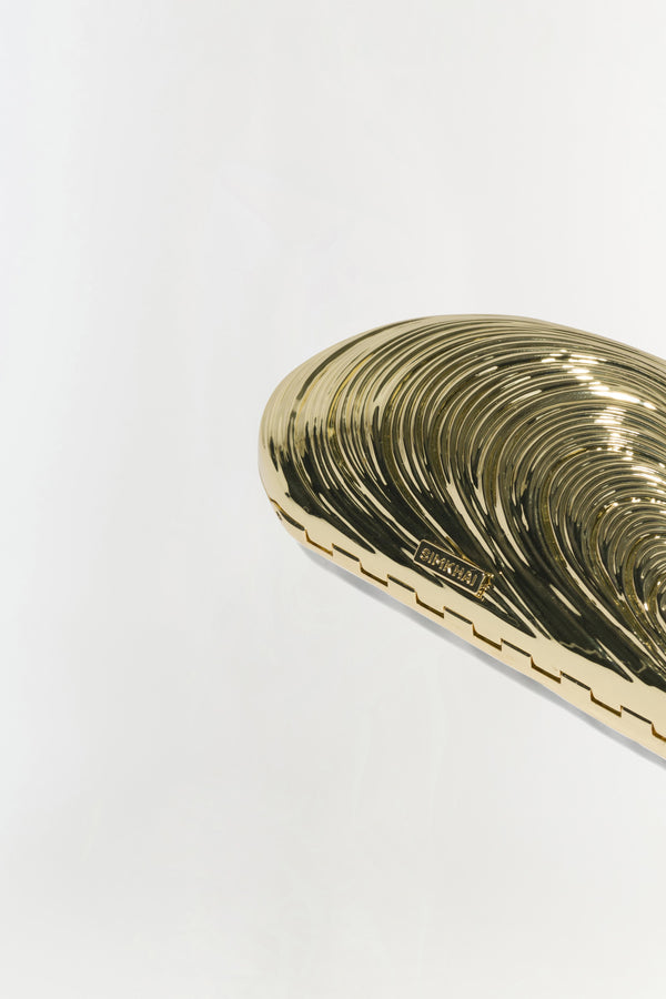 Jonathan Simkhai Bridget Mini Metal Oyster Clutch GOLD