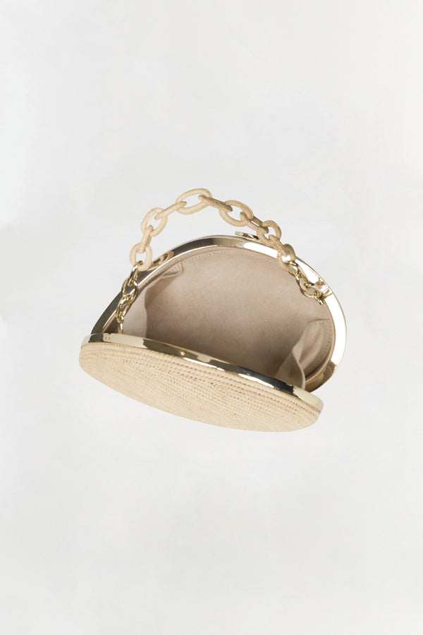 Jonathan Simkhai Bridget Raffia Oyster Shell Clutch RAFFIA