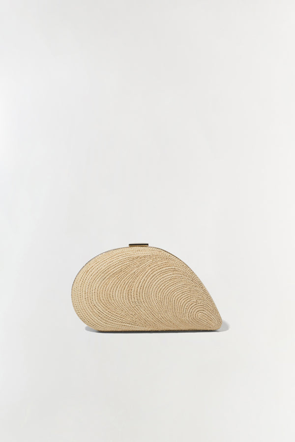 jonathan simkhai Bridget Raffia Oyster Shell Clutch RAFFIA