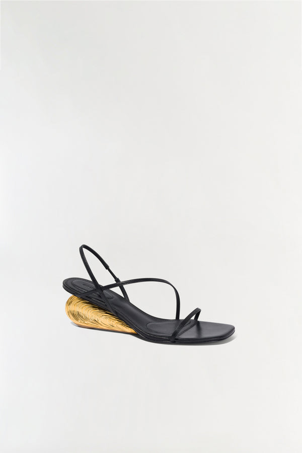 Jonathan Simkhai Bridget Shell Wedge Sandal BLACK GOLD