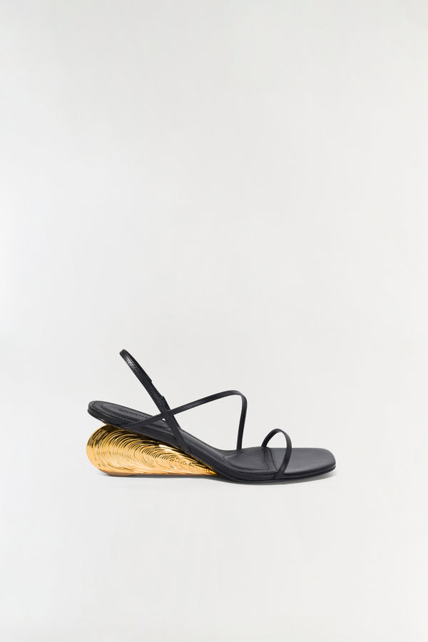 jonathan simkhai Bridget Shell Wedge Sandal BLACK GOLD